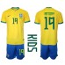 Brazilië Antony #19 Babykleding Thuisshirt Kinderen WK 2022 Korte Mouwen (+ korte broeken)